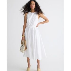 JCrew high neck cotton poplin midi dress